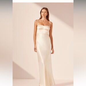 Shona Joy La Lune Corded Ruched Maxi Dress - Cream
